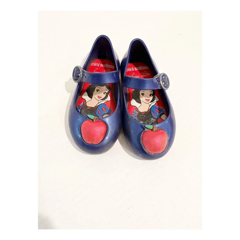 Mini Melissa Disney Snow White Apple Jelly Mary Jane Shoes Navy Blue Girls 7